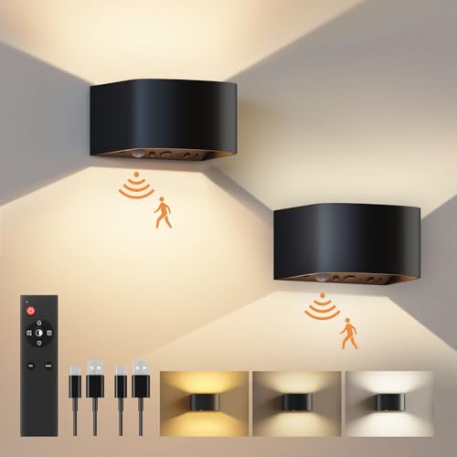 otion Sensor Wall Light with Remote Control 3 Colors Wireless Wall Lamp LED Indoor Up and