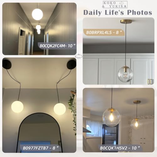 KoKo&Yukina 10" Clear Glass Pendant Lights Kitchen Island 2 Pack Modern Globe Pendant