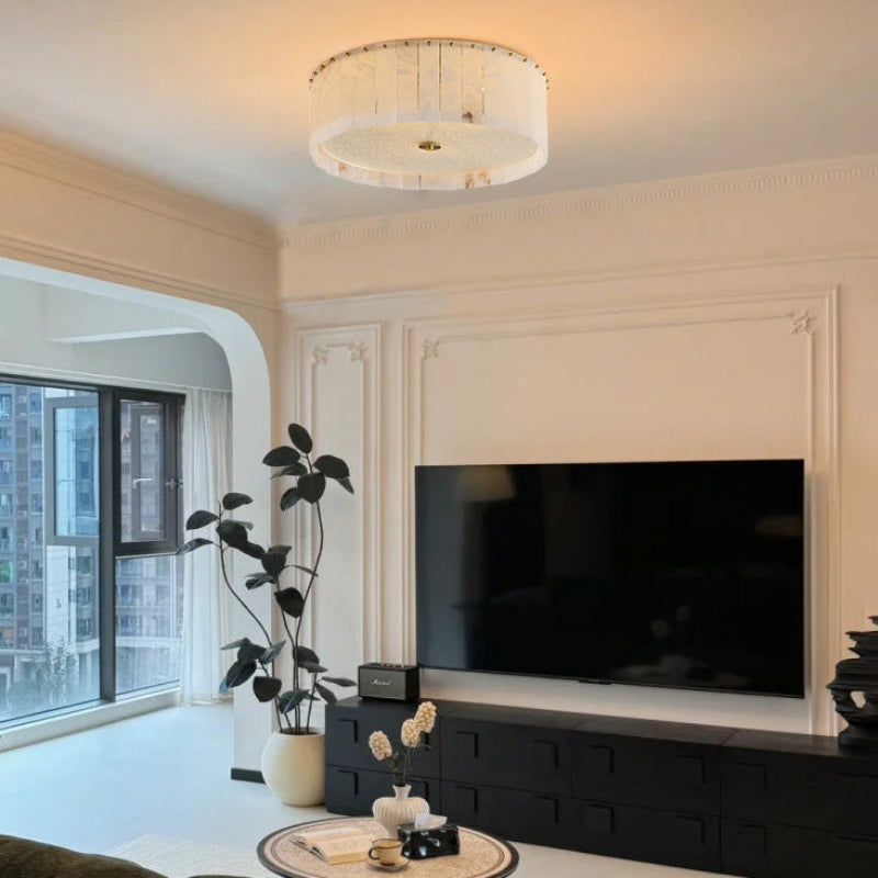 Modern Drum Alabaster Ceiling Light – Alabaster detail 9
