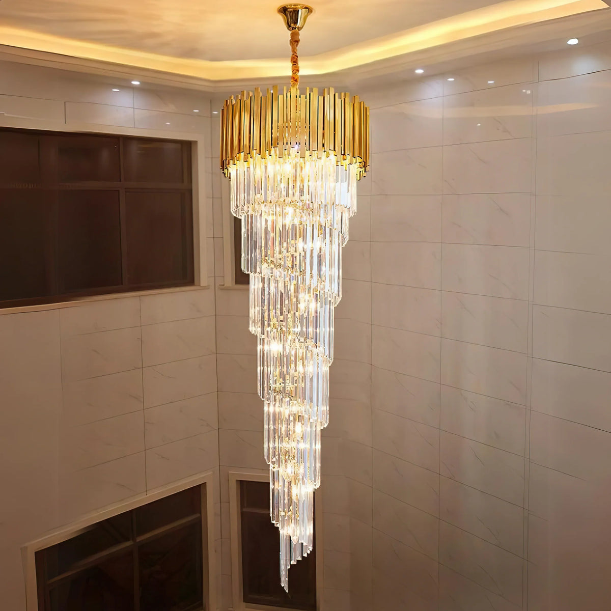Louis 2-Story Crystal Round Steel Chandelier – Crystal detail 7