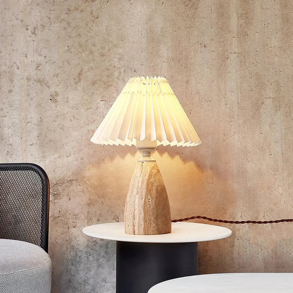 Conical Gusnow Travertine Table Lamp – Travertine detail 2