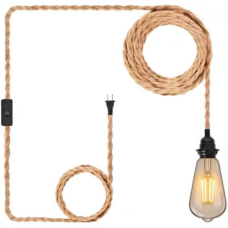 Hanging Lamp Kit with On/Off Switch, Plug in Pendant Light Kit for Home Lighting, 15ft