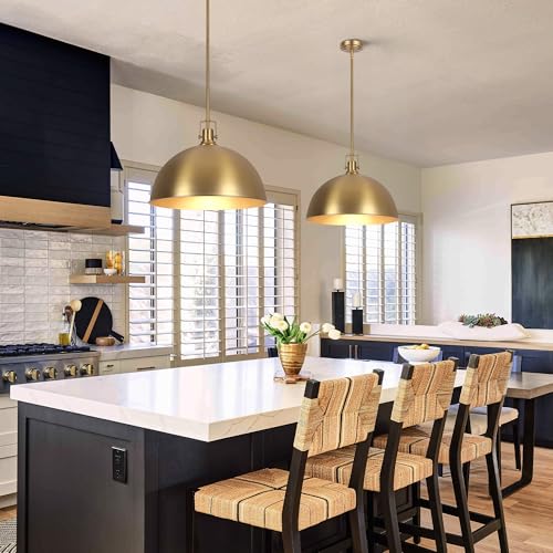 LamQee 18 Inch Brushed Gold Large Pendant Light Kitchen Island, Farmhouse Modern Dome
