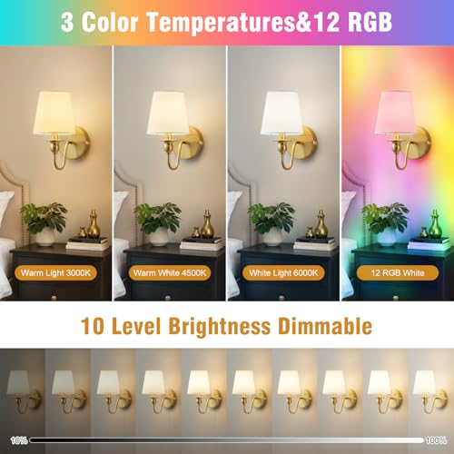 Battery Operated Wall Sconces set of Two,Wireless Wall Sconces with 10000mAh Dimmable