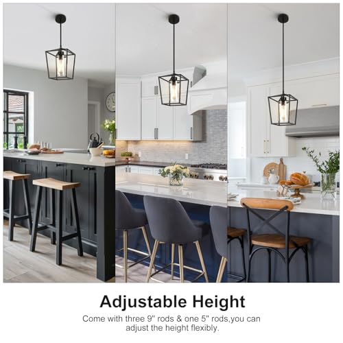 2 Pack 1-Light Black Pendant Lights for Kitchen Island, Farmhouse Metal Pendant Light