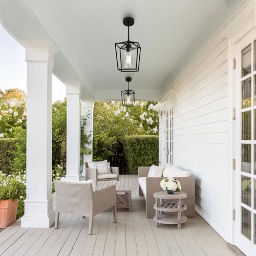 2 Pack 1-Light Black Pendant Lights for Kitchen Island, Farmhouse Metal Pendant Light