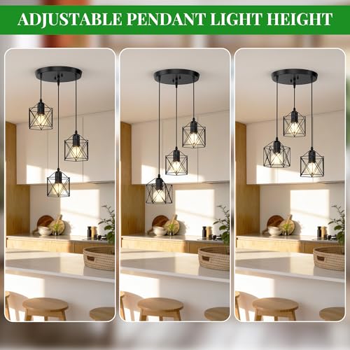 Phaosio 3 Light Pendant Lighting, Farmhouse Hanging Light Fixture