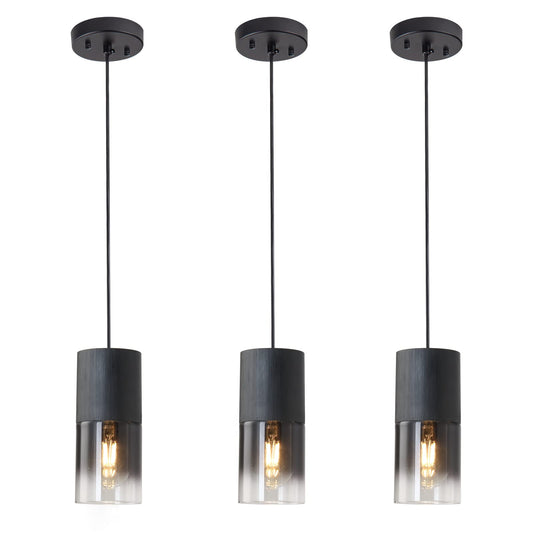 3-Pack Black Pendant Light Fixtures, Adjustable Modern Pendant Lights for Kitchen Island