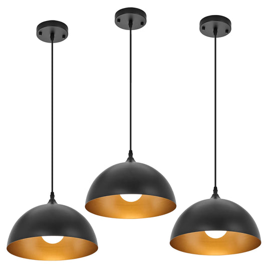 Industrial Pendant Light Fixtures,11.8" Black Dome Pendant Lights,Adjustable Vintage