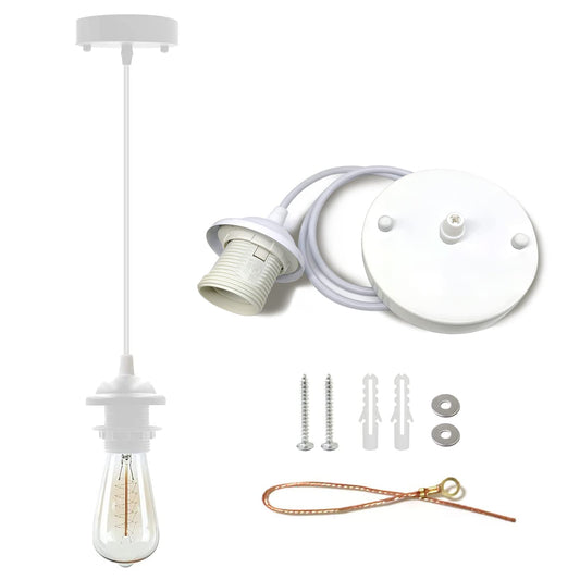 Industrial Mini Pendant Light Kit, UL E26 Lamp Socket, White