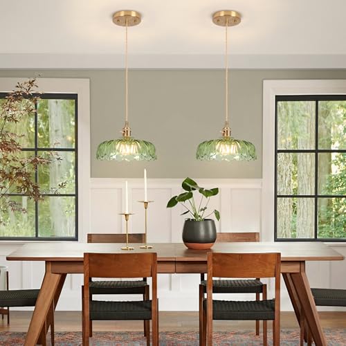 Battery Operated Pendant Light,Vintage Light Fixtures RGB Light Bulb 2500mAh 9.4in Green
