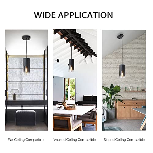 3-Pack Black Pendant Light Fixtures, Adjustable Modern Pendant Lights for Kitchen Island
