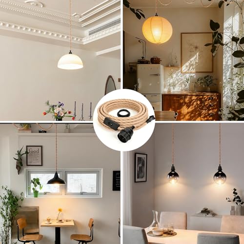 Hanging Lamp Kit with On/Off Switch, Plug in Pendant Light Kit for Home Lighting, 15ft