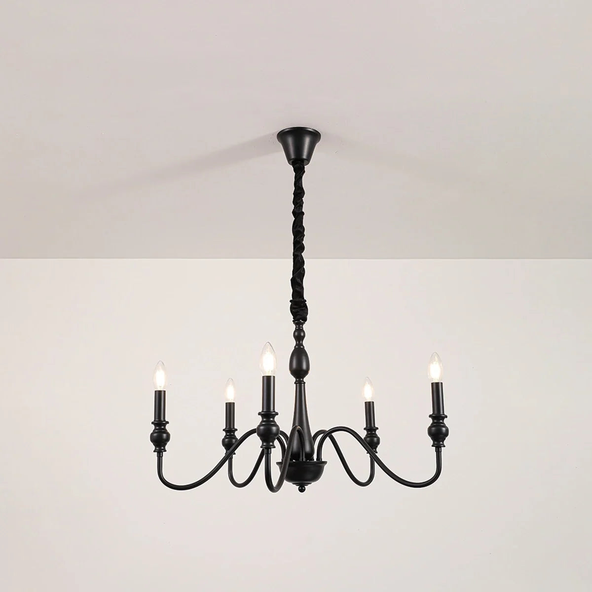 American Simple Black Candle-Style Chandelier – detail 3