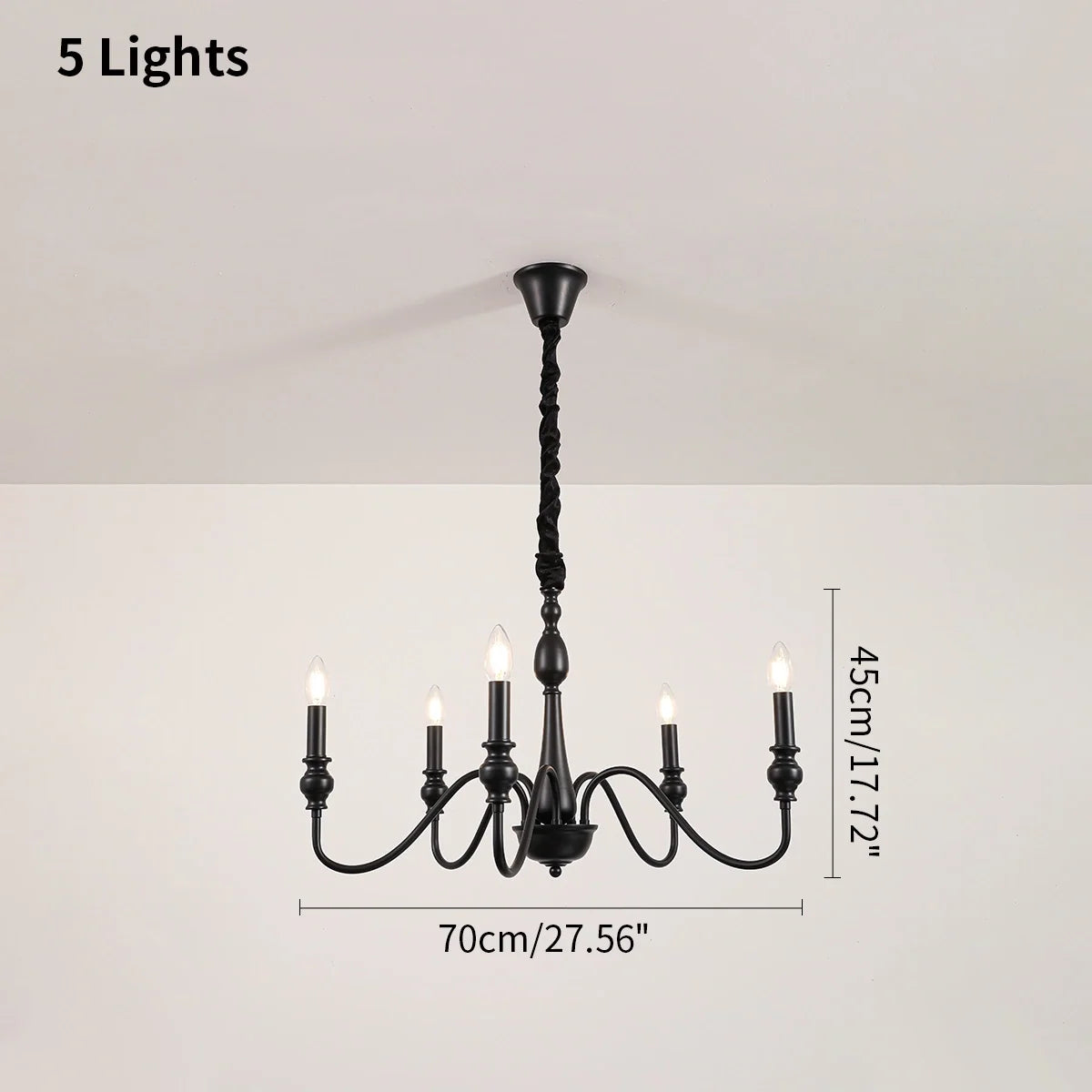 American Simple Black Candle-Style Chandelier – detail 4