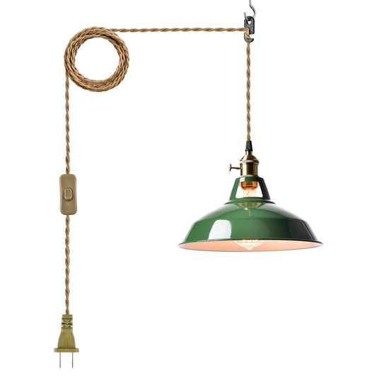 YUBOLE Modern Green Plug-in Pendant Light Macaron Kitchen Hanging Swag Lamp