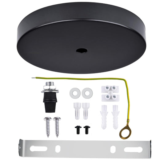 Arturesthome 7" Modern Rewind Ceiling Canopy Kit,Black Single Hole Ceiling Plate for
