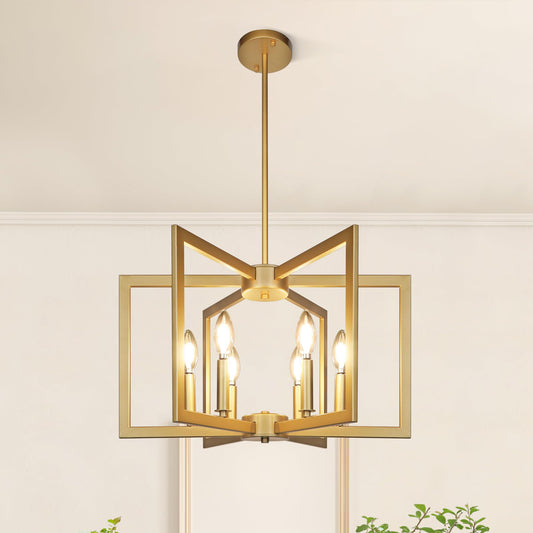 Klgxnrd 6-Light Gold Pendant Light, Modern Farmhouse Dining Room Light Fixtures Over