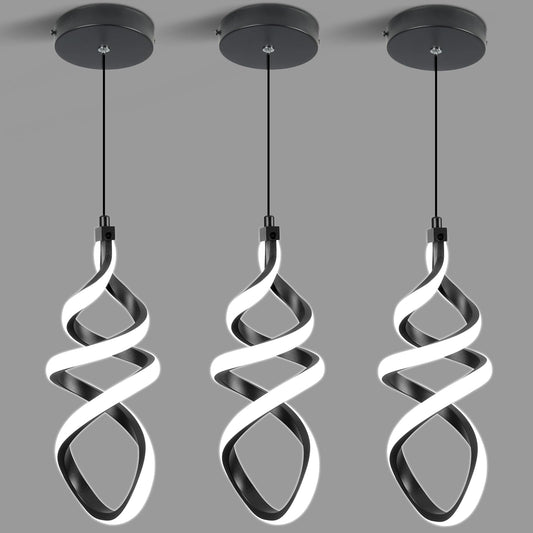 EIDISUNY 3 Packs Pendant Light, 15W Spiral Led Pendant Light, 4500K Modern Pendant Lights