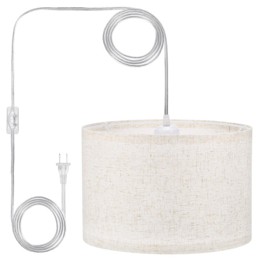 PATIKIL Plug in Pendant Light, 15Ft Rope Cord Hanging Lamp Fixture with ON/Off Switch