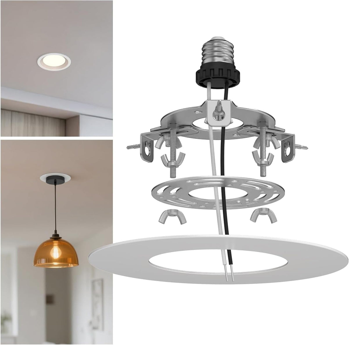 Recessed to Pendant Light Converter Kit 5 and 6 inch Can Light Conversion, Includes E26