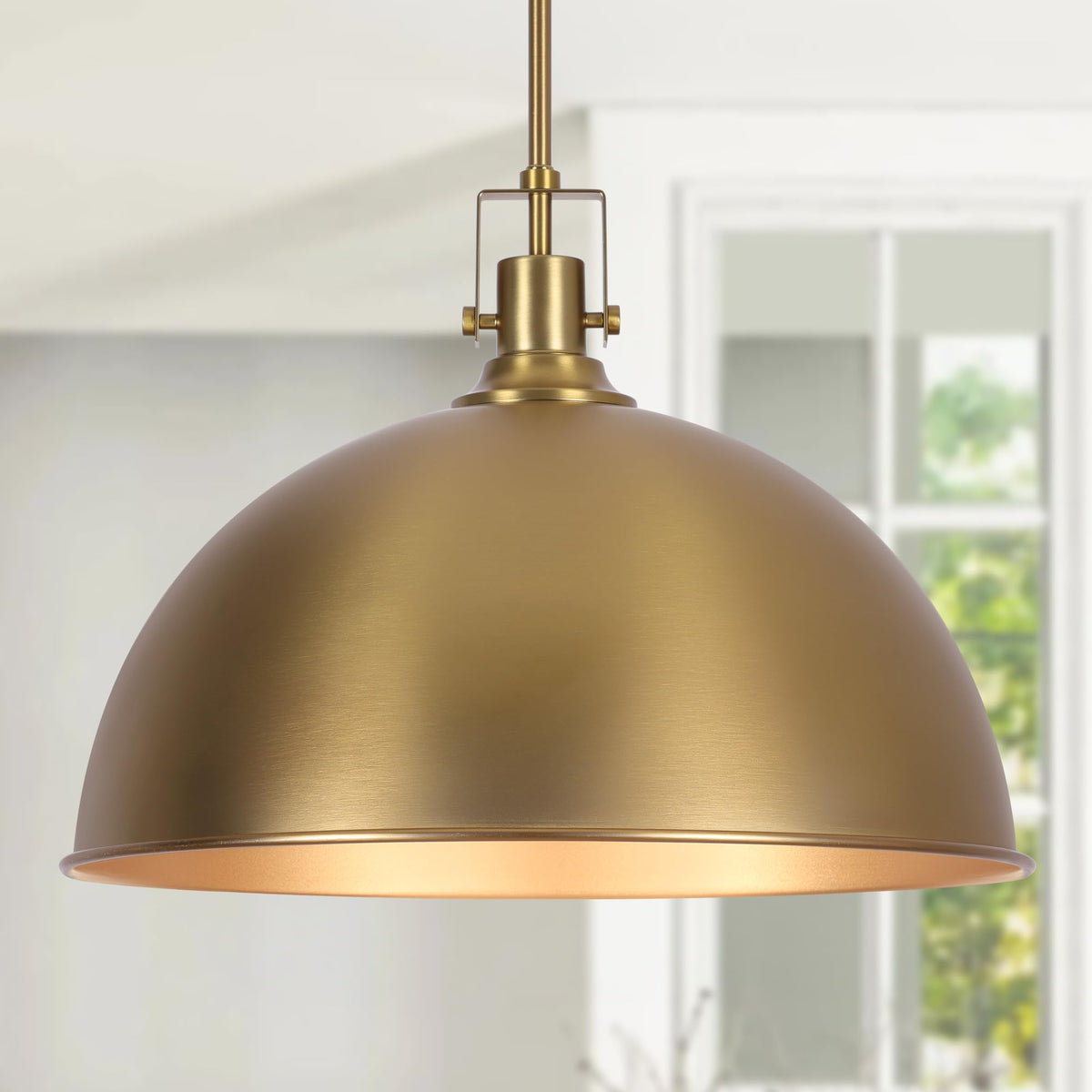 LamQee 18 Inch Brushed Gold Large Pendant Light Kitchen Island, Farmhouse Modern Dome