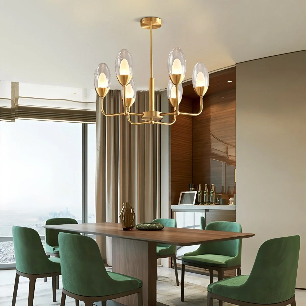 Copper & Transparent Glass Chandelier – Glass detail 5