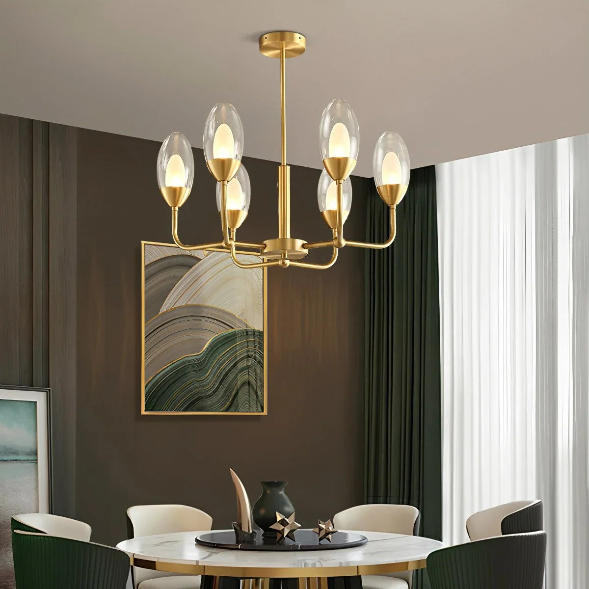 Copper & Transparent Glass Chandelier – Glass detail 6