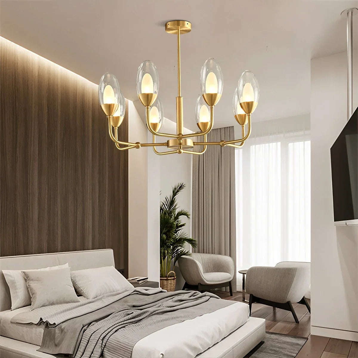 Copper & Transparent Glass Chandelier – Glass detail 9