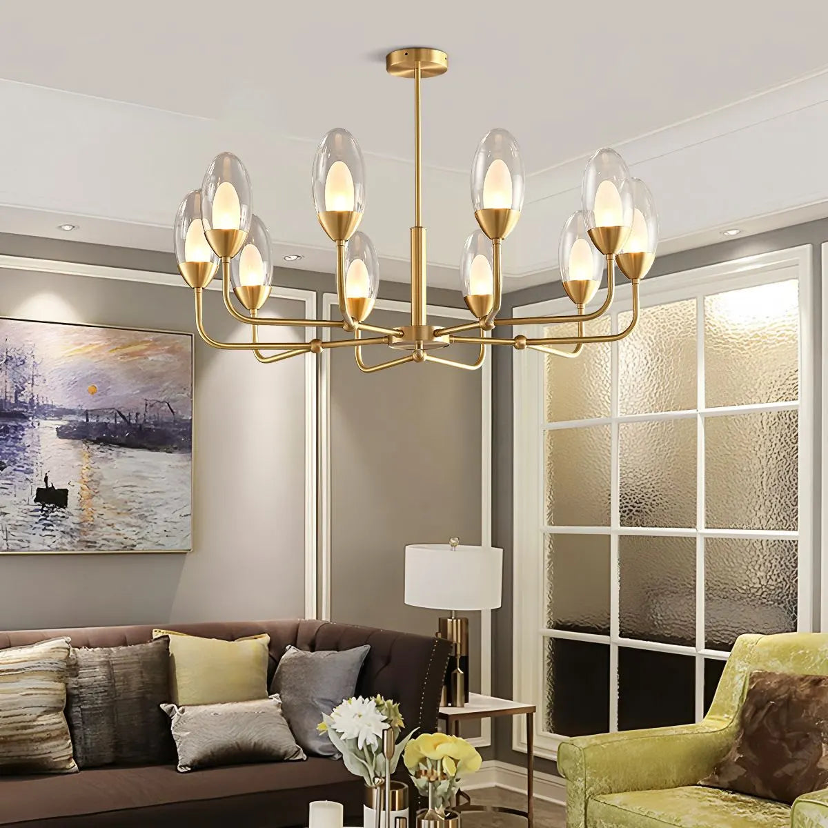 Copper & Transparent Glass Chandelier – Glass detail 14