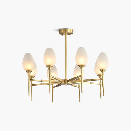 American All-Copper Bud Glass Chandelier