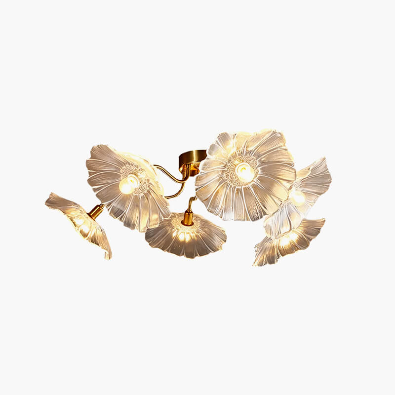 Lotus Leaf Glass Ceiling Lamp for Living Room