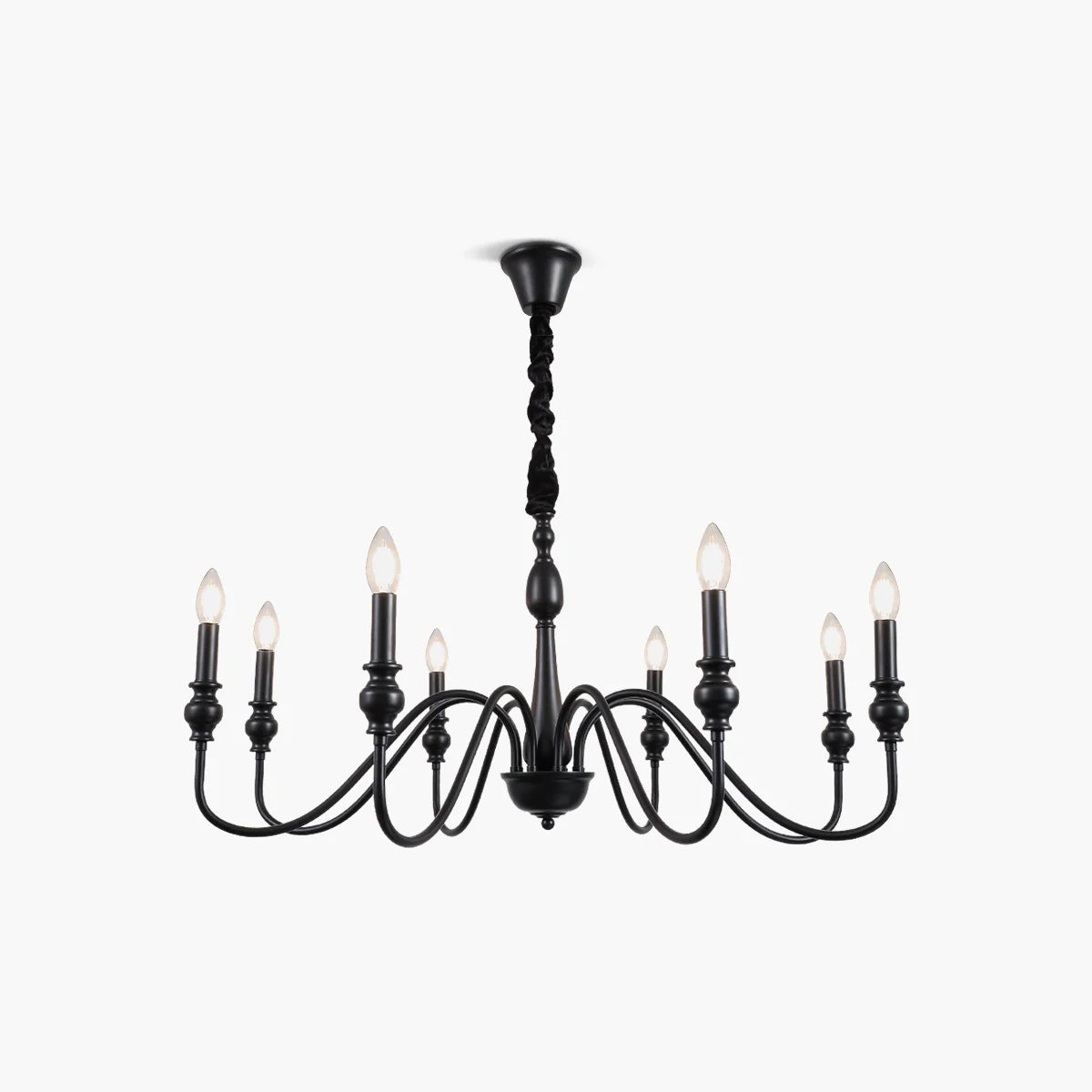 American Simple Black Candle-Style Chandelier