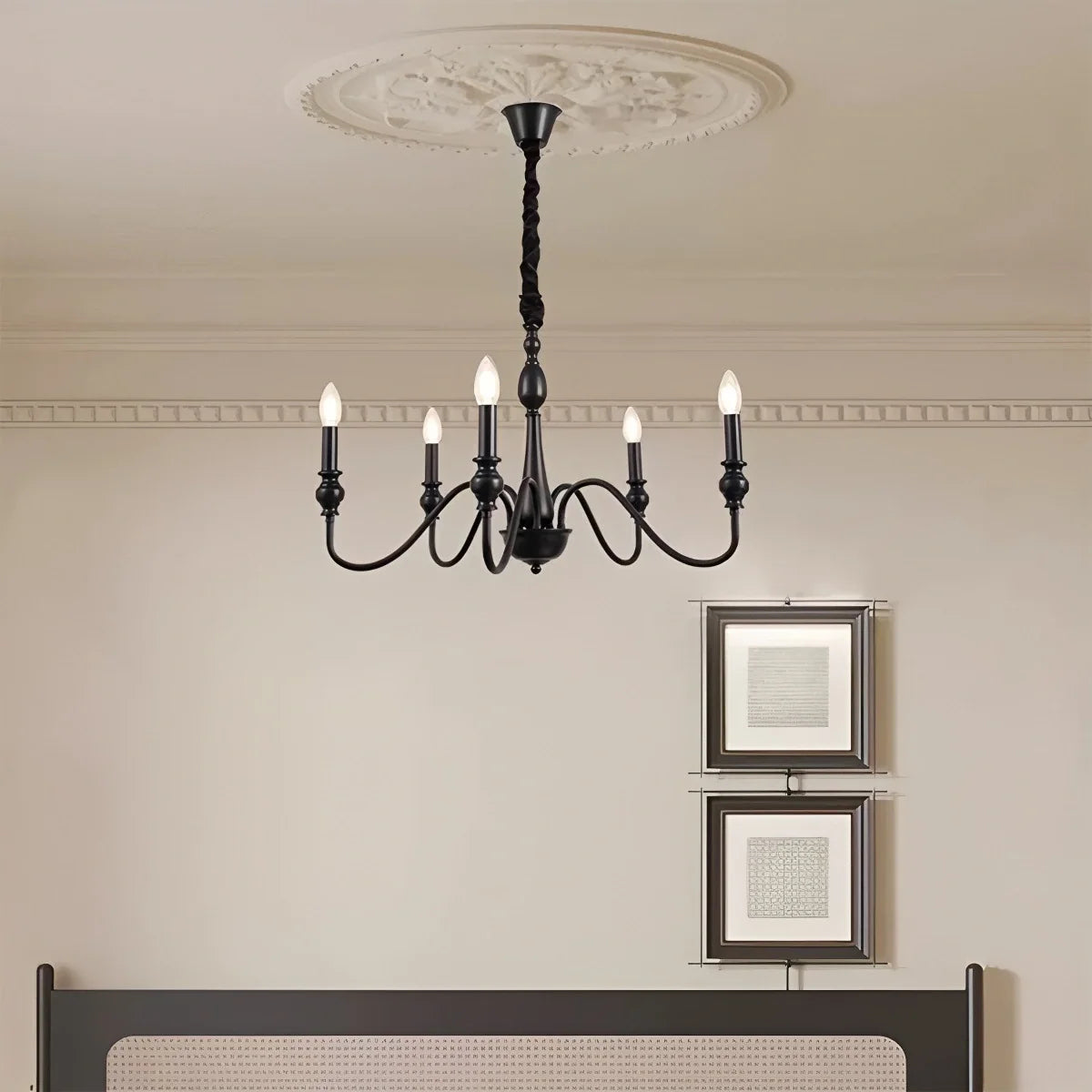 American Simple Black Candle-Style Chandelier – detail 5