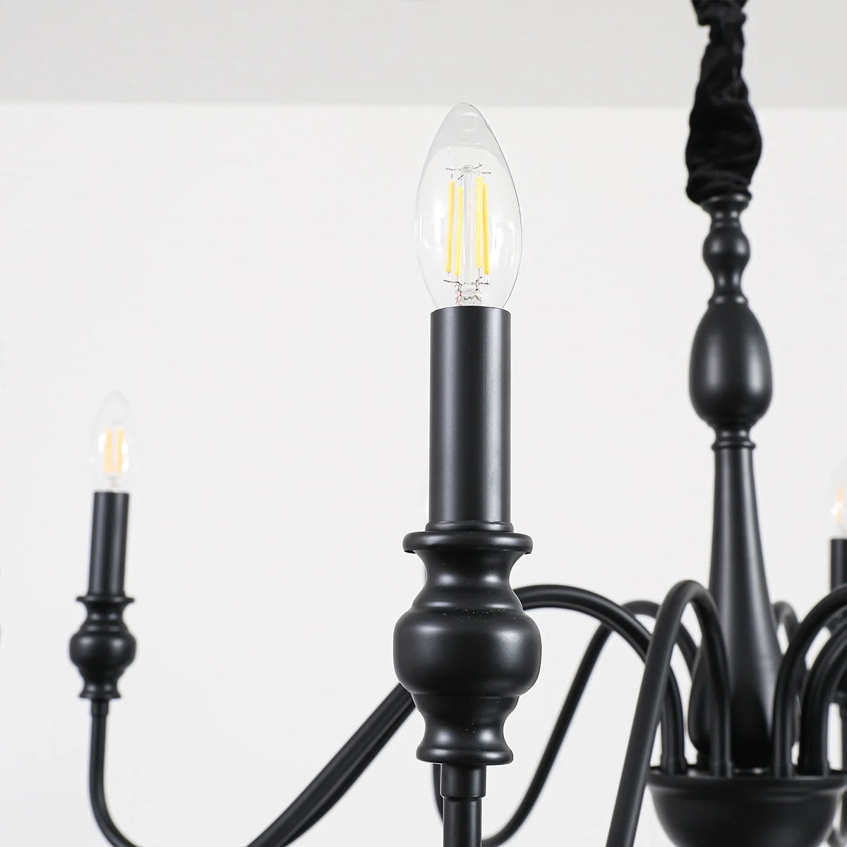 American Simple Black Candle-Style Chandelier – detail 18