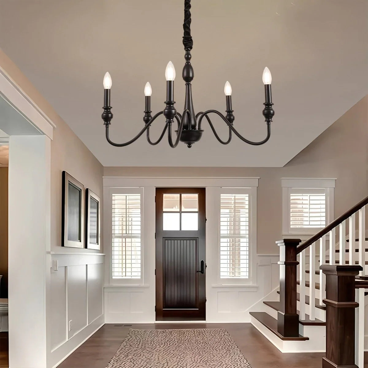 American Simple Black Candle-Style Chandelier – detail 2