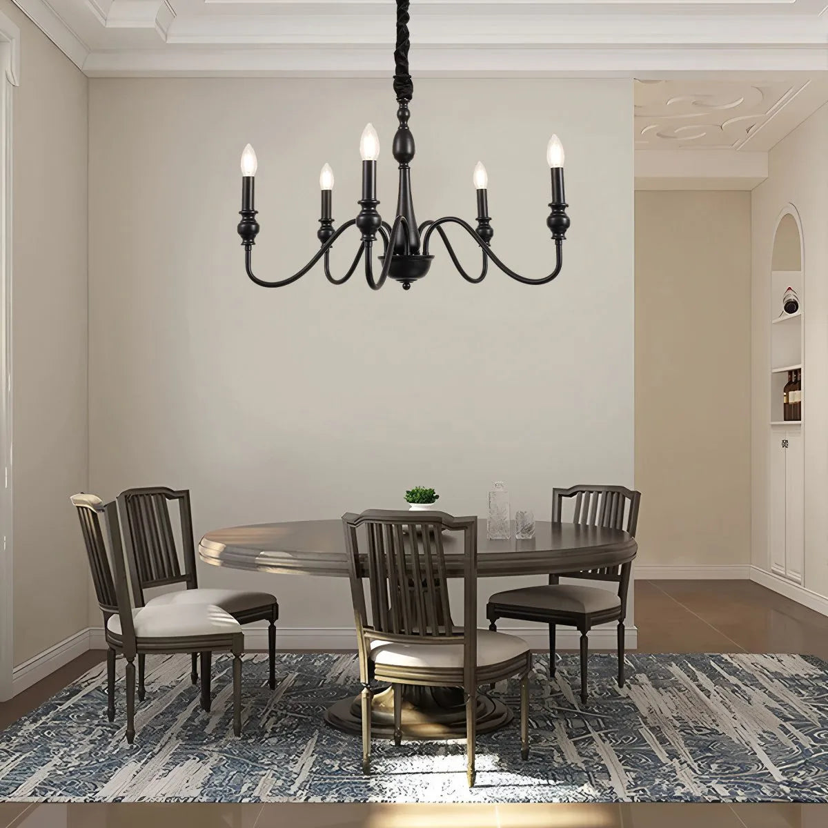 American Simple Black Candle-Style Chandelier – detail 6