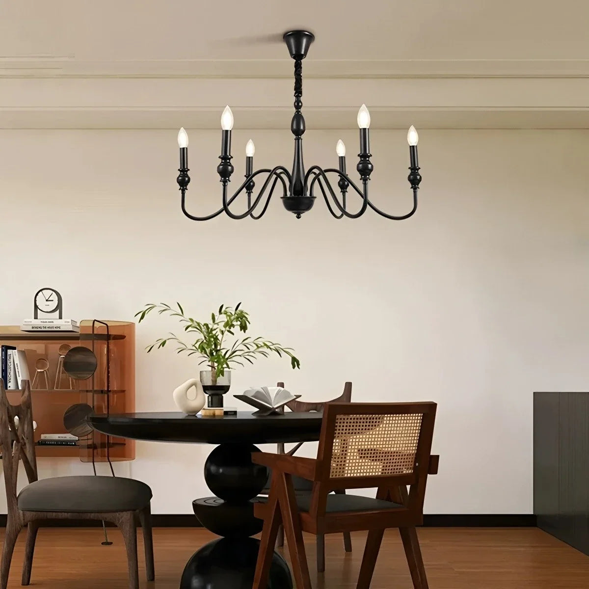 American Simple Black Candle-Style Chandelier – detail 9