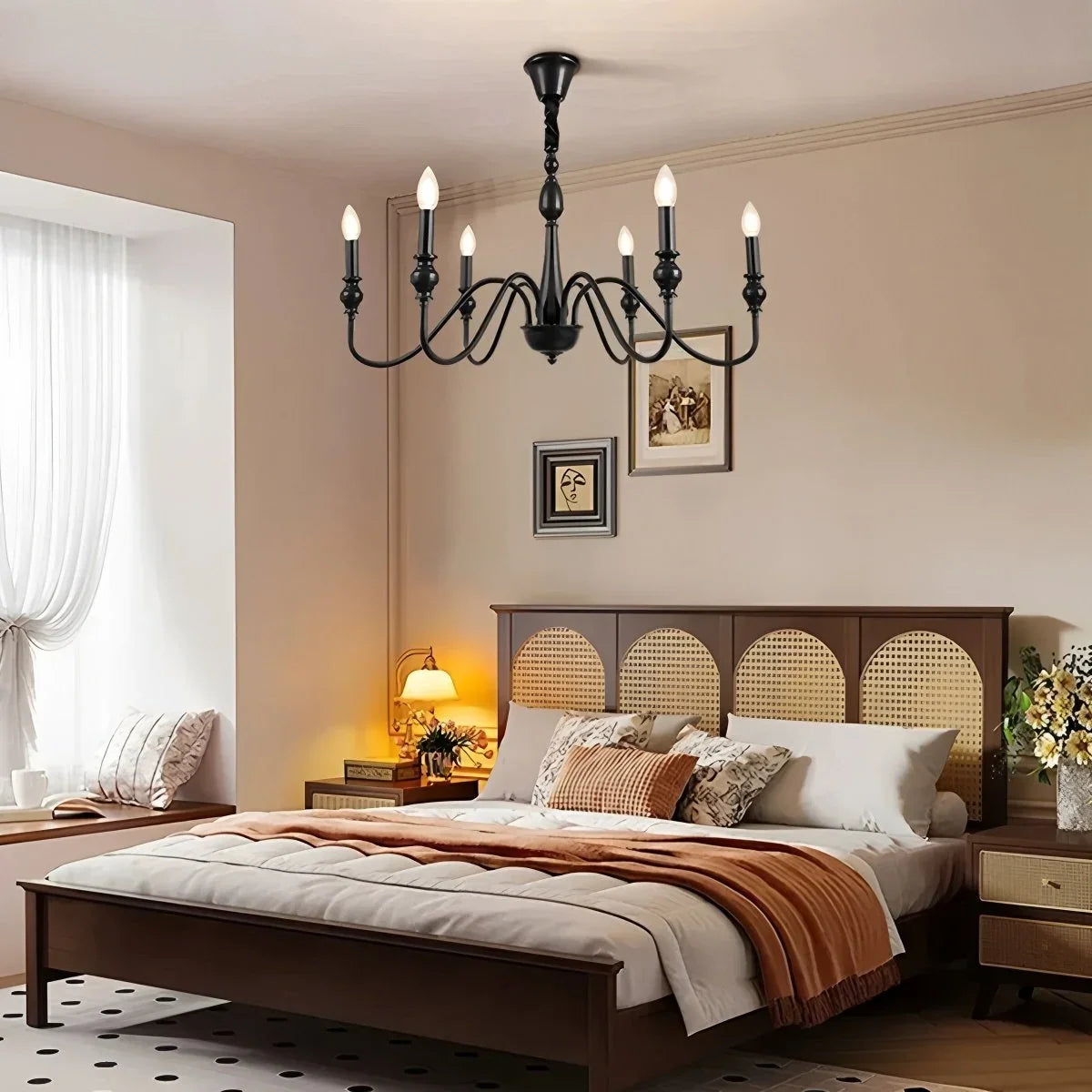 American Simple Black Candle-Style Chandelier – detail 10