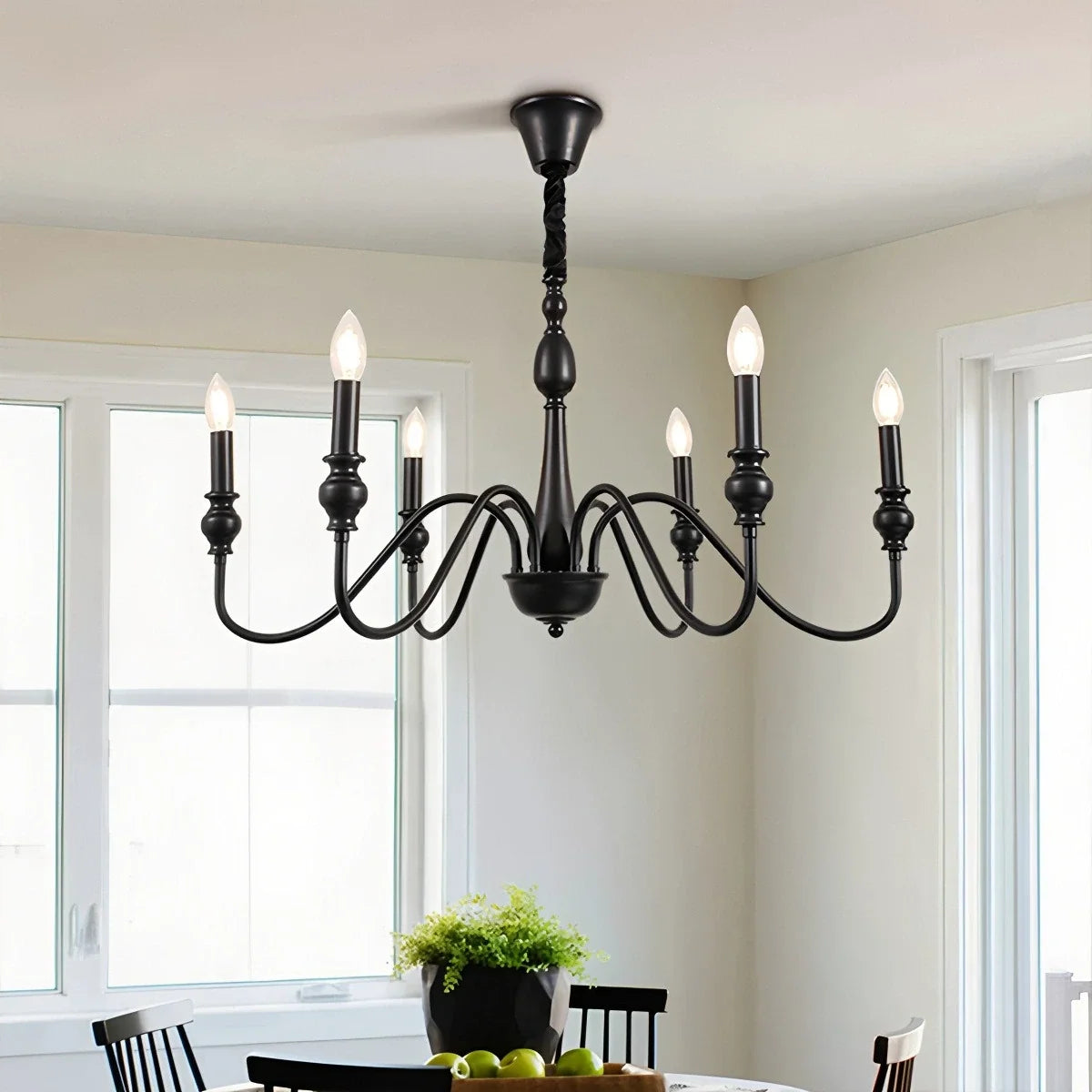 American Simple Black Candle-Style Chandelier – detail 11