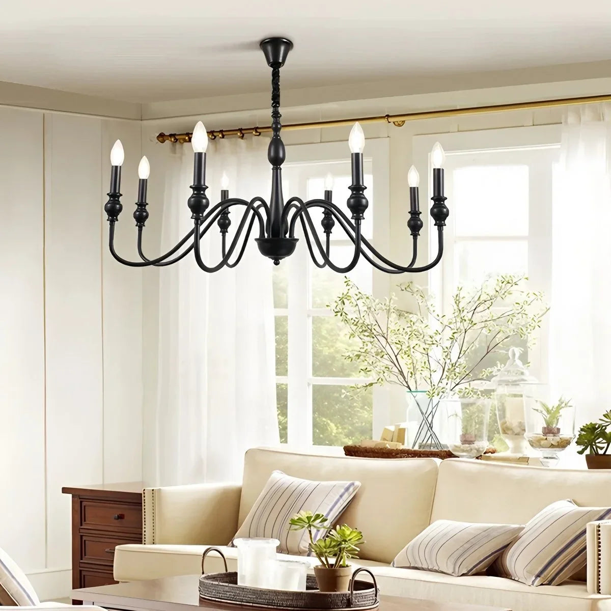 American Simple Black Candle-Style Chandelier – detail 14