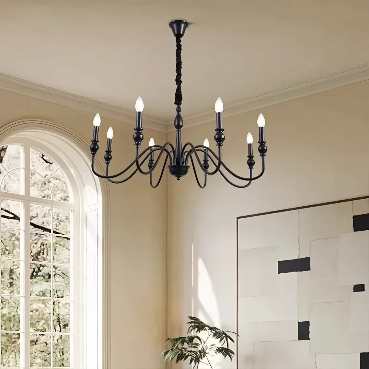 American Simple Black Candle-Style Chandelier – detail 16