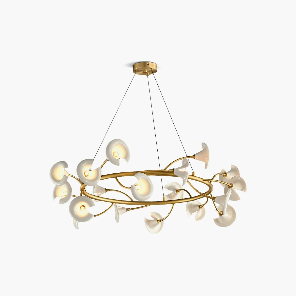 French Copper Ceramic Flower Chandelier