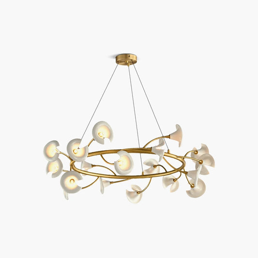 French Copper Ceramic Flower Chandelier