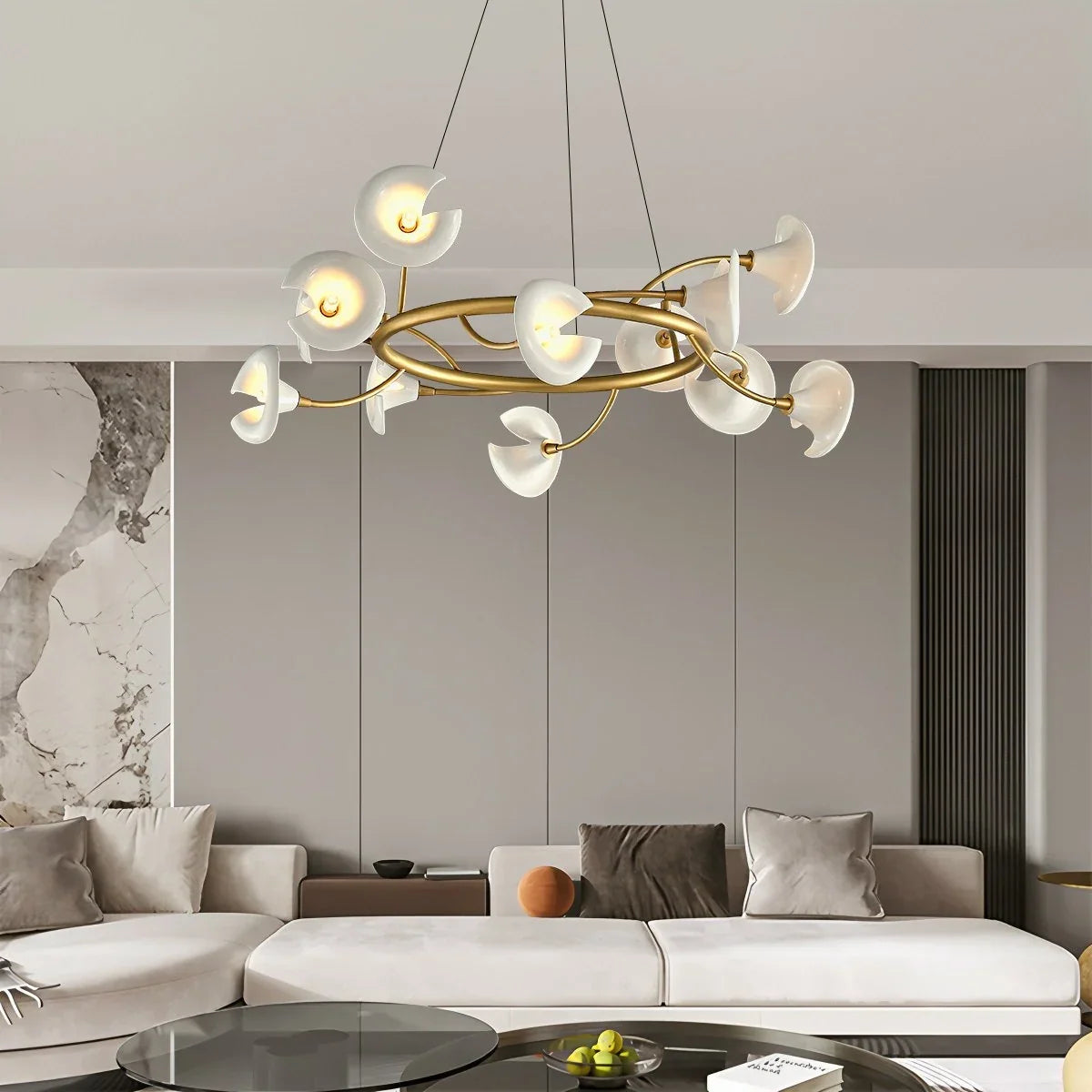 French Copper Ceramic Flower Chandelier – Copper detail 2