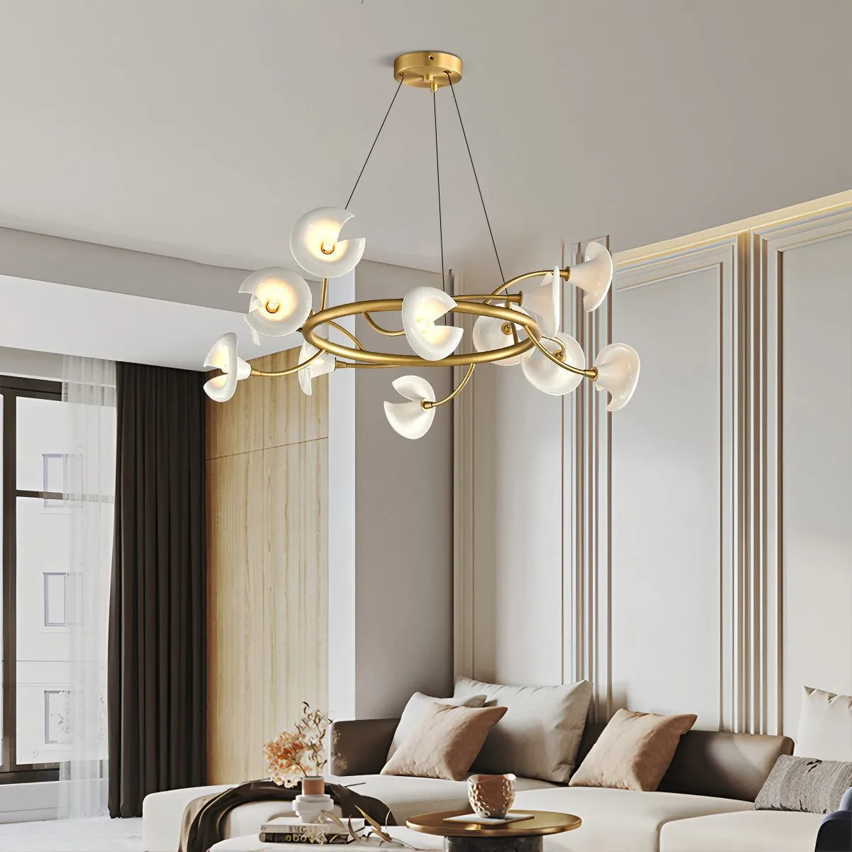 French Copper Ceramic Flower Chandelier – Copper detail 5