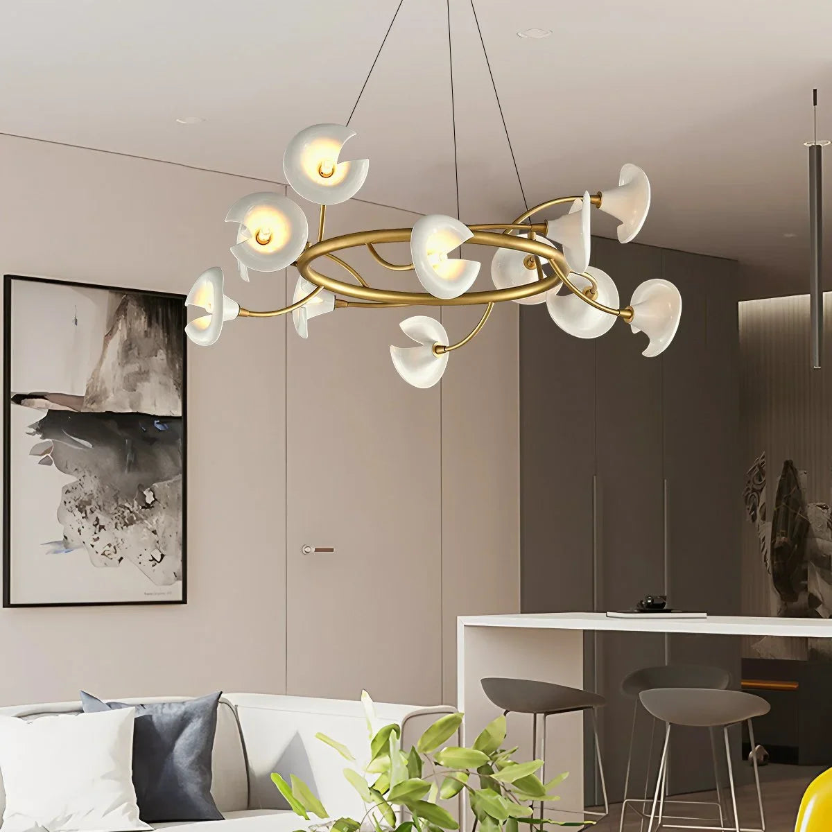 French Copper Ceramic Flower Chandelier – Copper detail 6