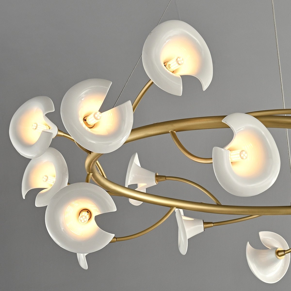 French Copper Ceramic Flower Chandelier – Copper detail 12