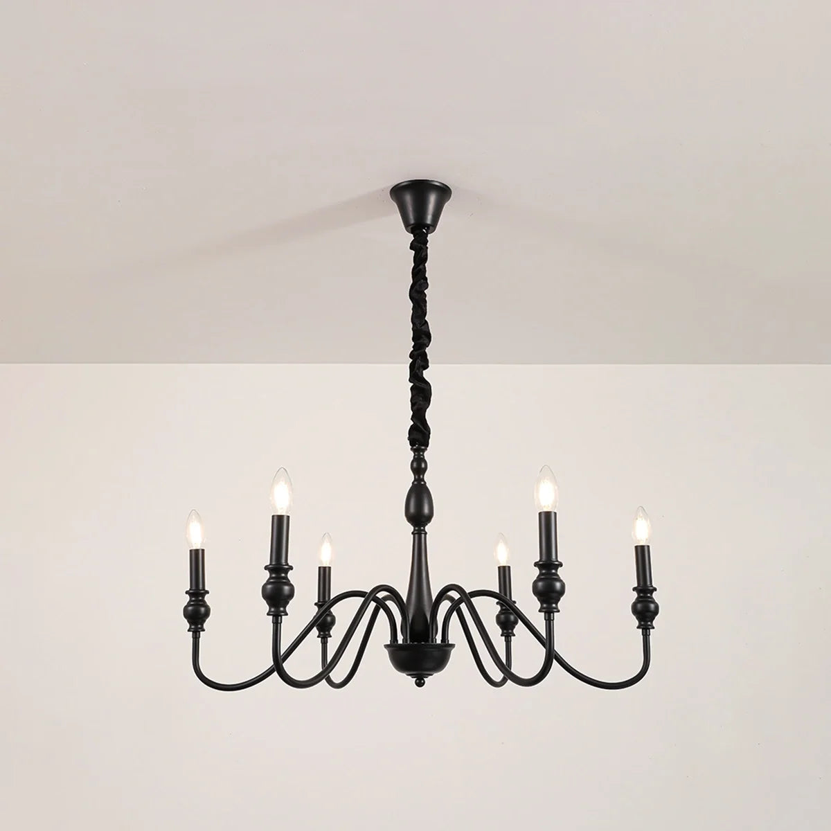 American Simple Black Candle-Style Chandelier – detail 7