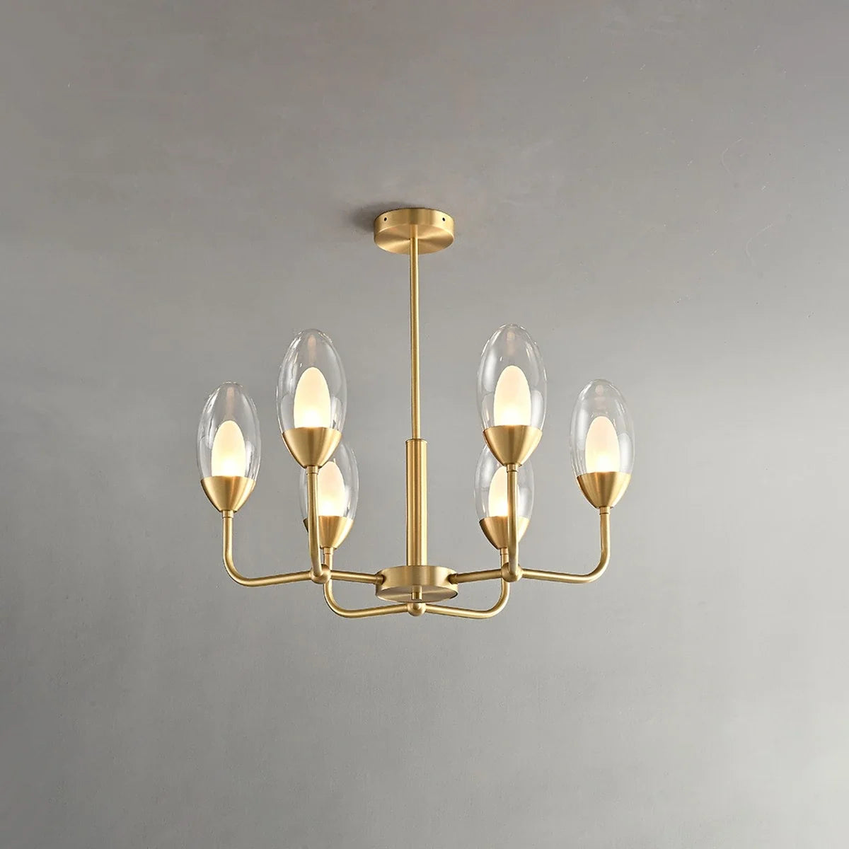 Copper & Transparent Glass Chandelier – Glass detail 3